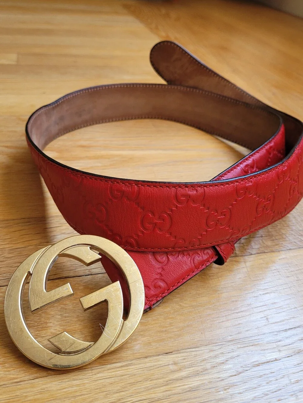Gucci GG Embossed Leather Belt 114876